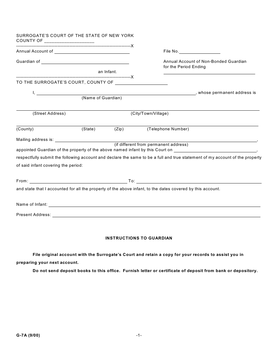 Form G-7A - Fill Out, Sign Online and Download Fillable PDF, New York ...