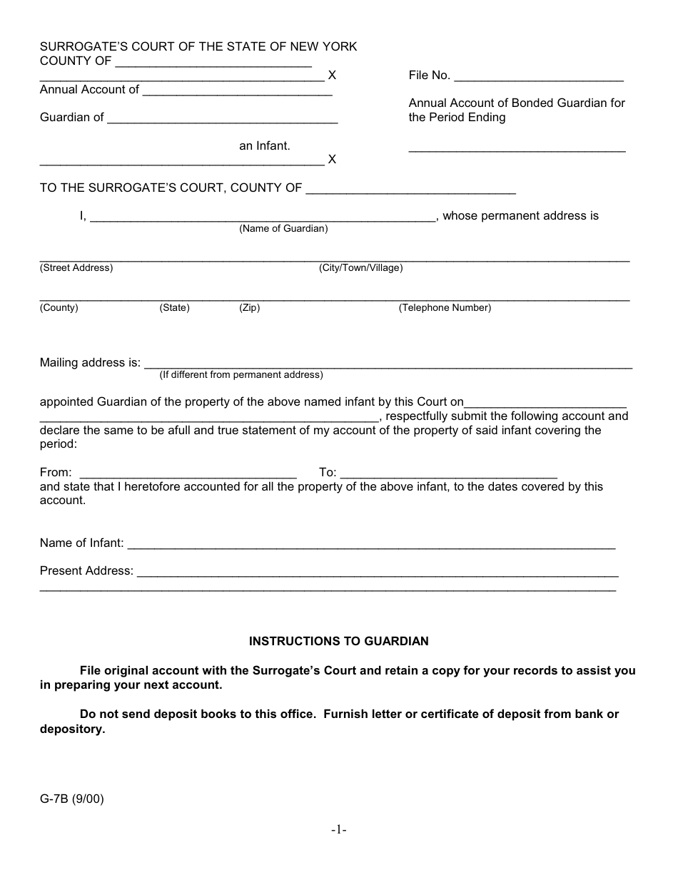 Form G-7B - Fill Out, Sign Online and Download Fillable PDF, New York ...