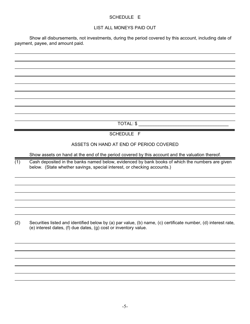 Form G-7B Annual Account of Bonded Guardian - New York, Page 5