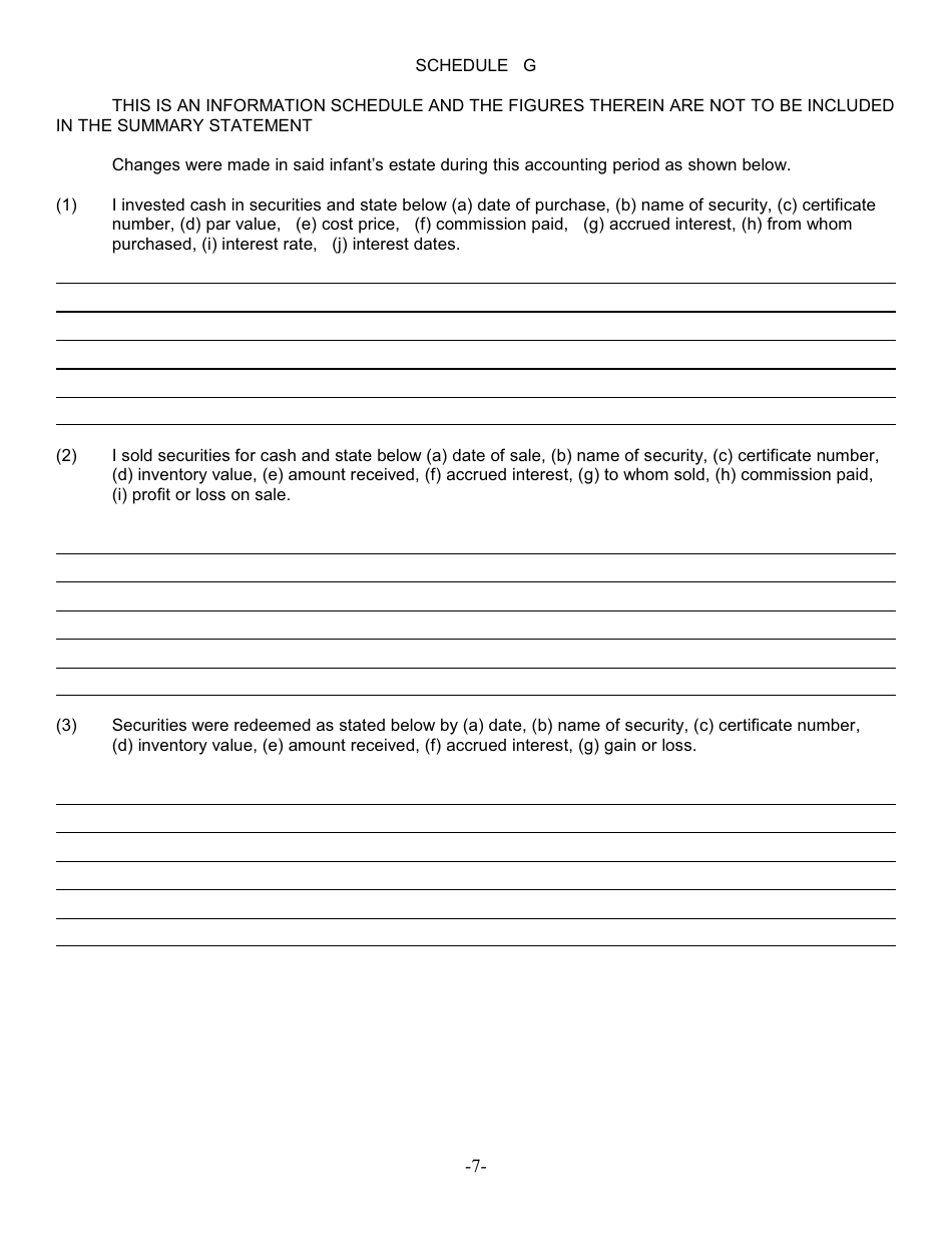 Form G-7B Annual Account of Bonded Guardian - New York, Page 7