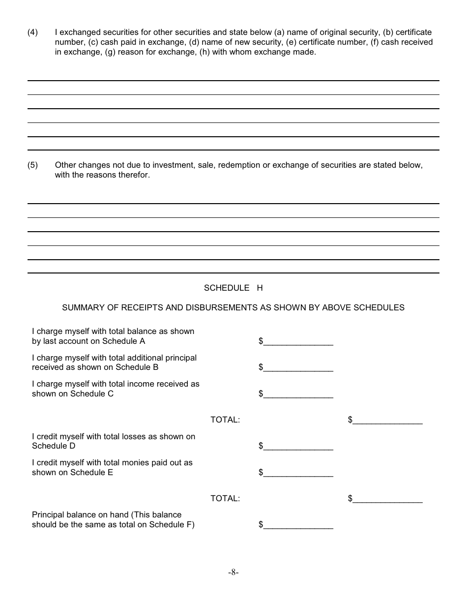 Form G-7B Annual Account of Bonded Guardian - New York, Page 8