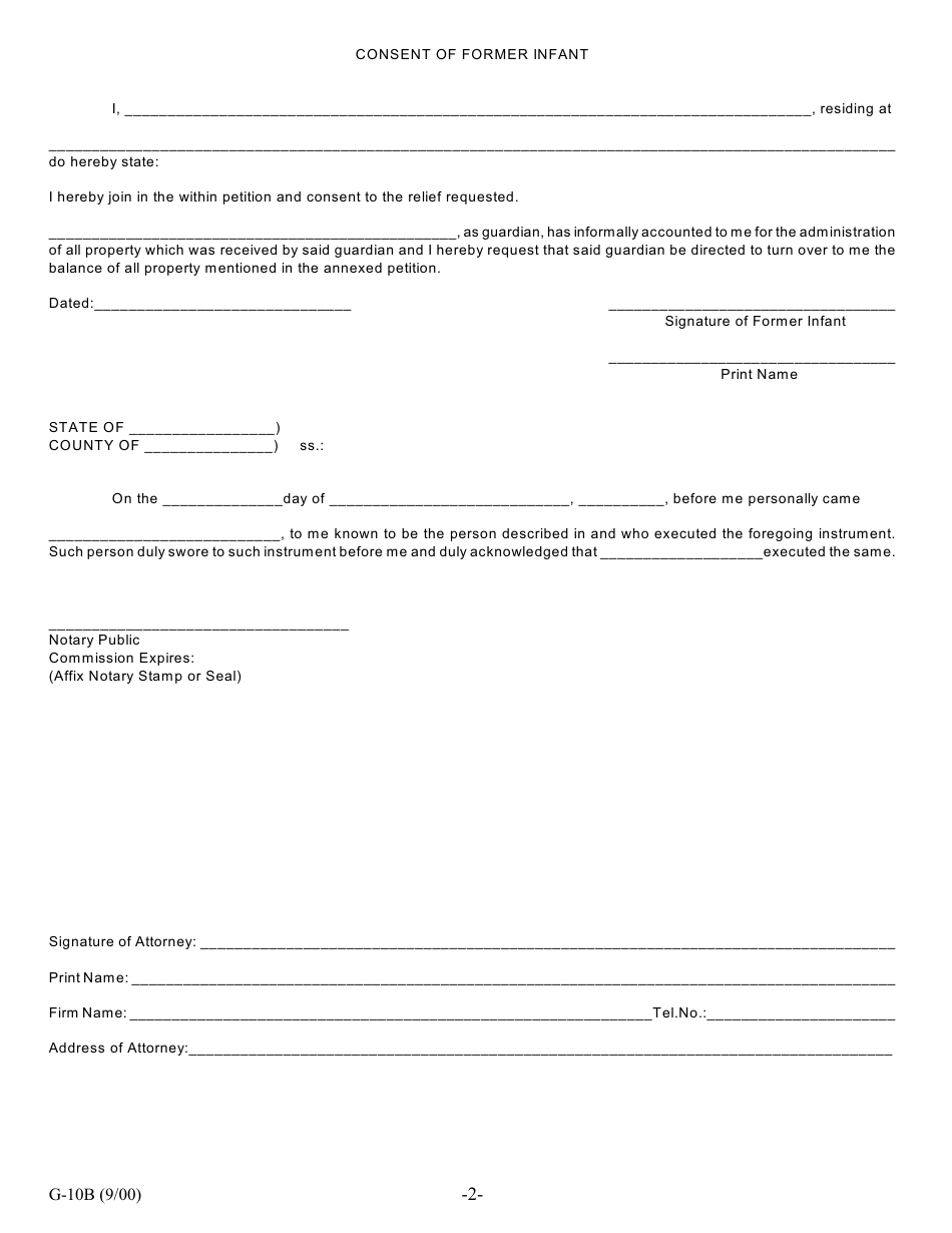 Form G-10B - Fill Out, Sign Online and Download Fillable PDF, New York ...