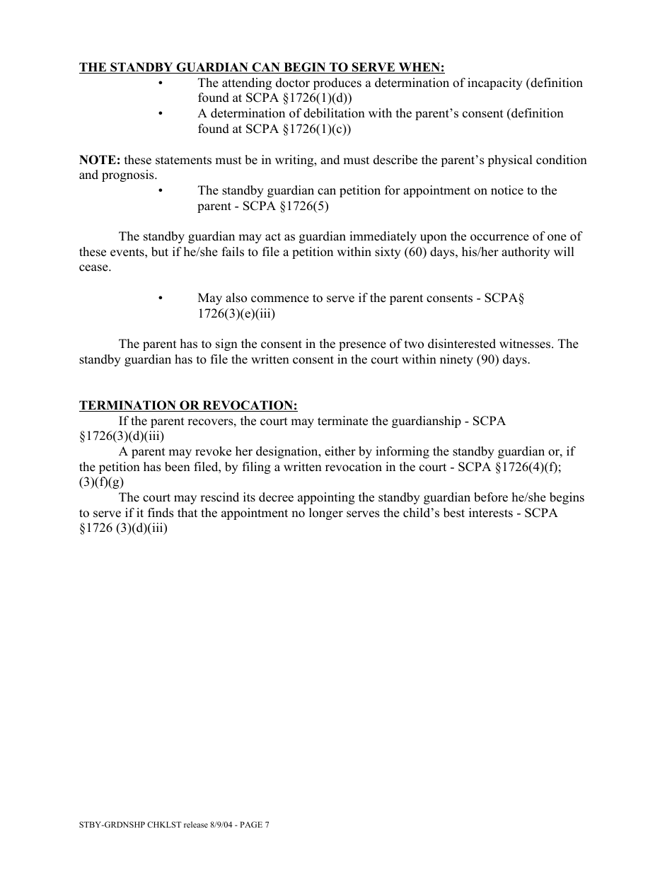 Standby Guardianship Proceeding Checklist Person and / or Property - New York, Page 7