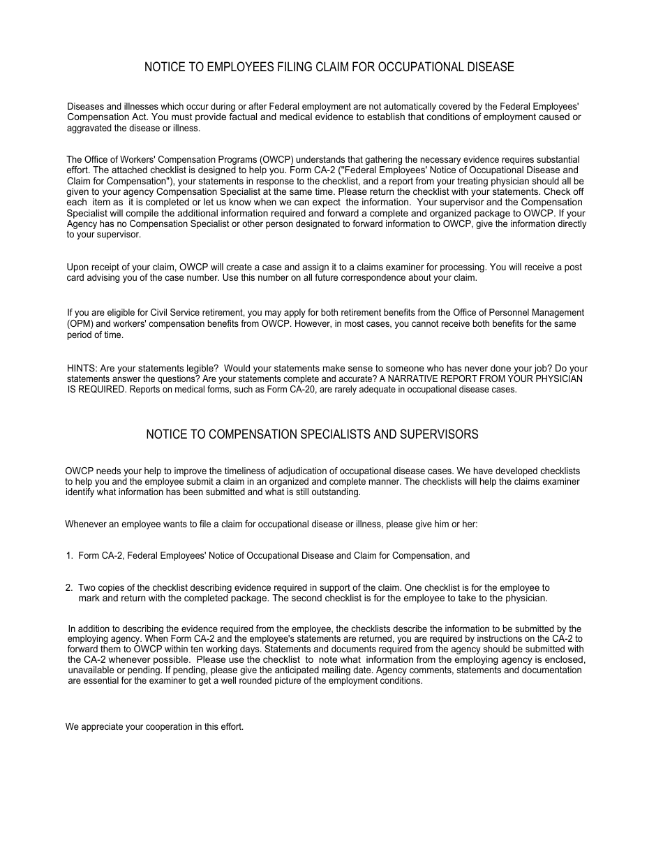 Form CA-35A Evidence Required in Support of a Claim for Occupational Disease, Page 17