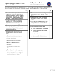 Form CA-35A Evidence Required in Support of a Claim for Occupational Disease