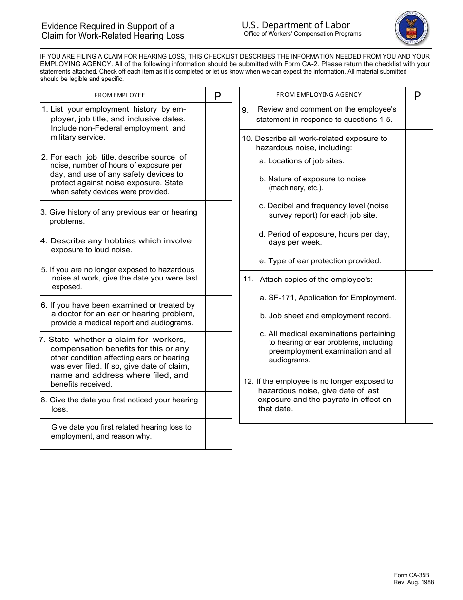Form CA-35A Evidence Required in Support of a Claim for Occupational Disease, Page 3