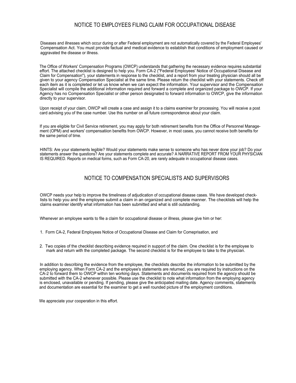 Form CA-35A Evidence Required in Support of a Claim for Occupational Disease, Page 4