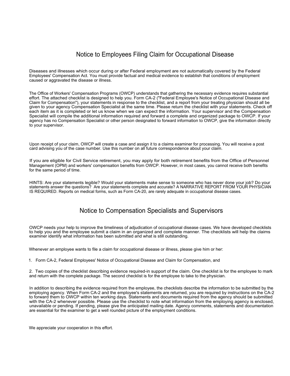Form CA-35A Evidence Required in Support of a Claim for Occupational Disease, Page 7