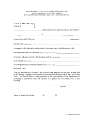 Document preview: Form 20 SS Preliminary Affidavit by Fabricator /Erector as to Quality of Steel for Permit as Required by Building Code Table 10-1 Footnote C - New York City