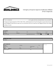 Document preview: Form ER2 Emergency Response Agencies Notification Affidavit (Prior to Approval) - New York City