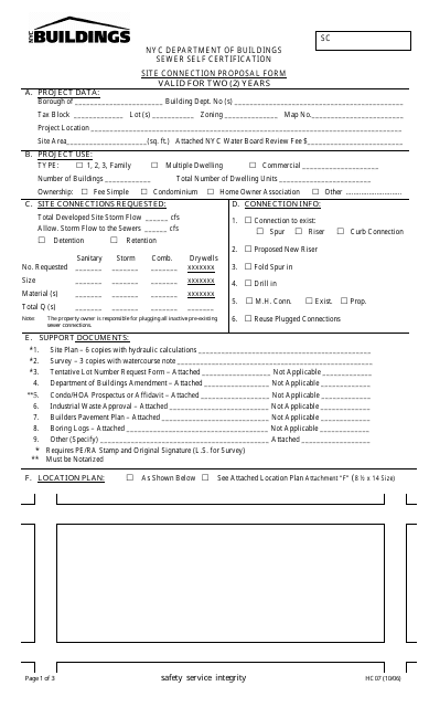 Form HC07 Site Connection Proposal Form - New York City
