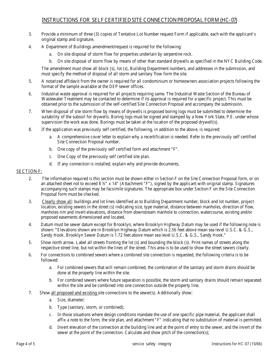 Download Instructions for Form HC-07 Self Certified Site Connection ...