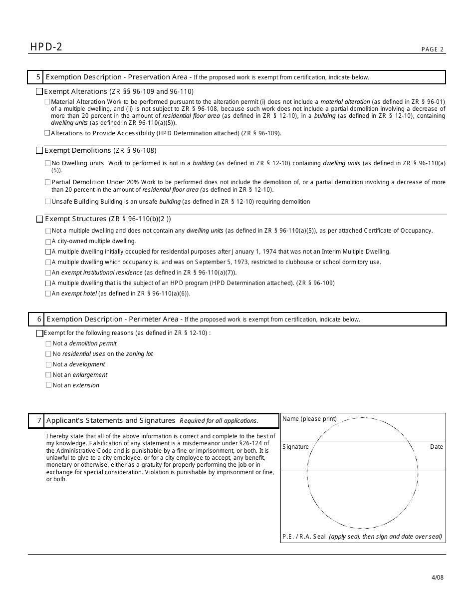 Form HPD-2 Clinton Special District Anti-harassment Checklist - New York City, Page 2