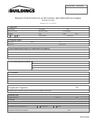 Document preview: Form PER-20 Request for Certificate of Occupancy With Open Application(S) (Cover Letter) - New York City