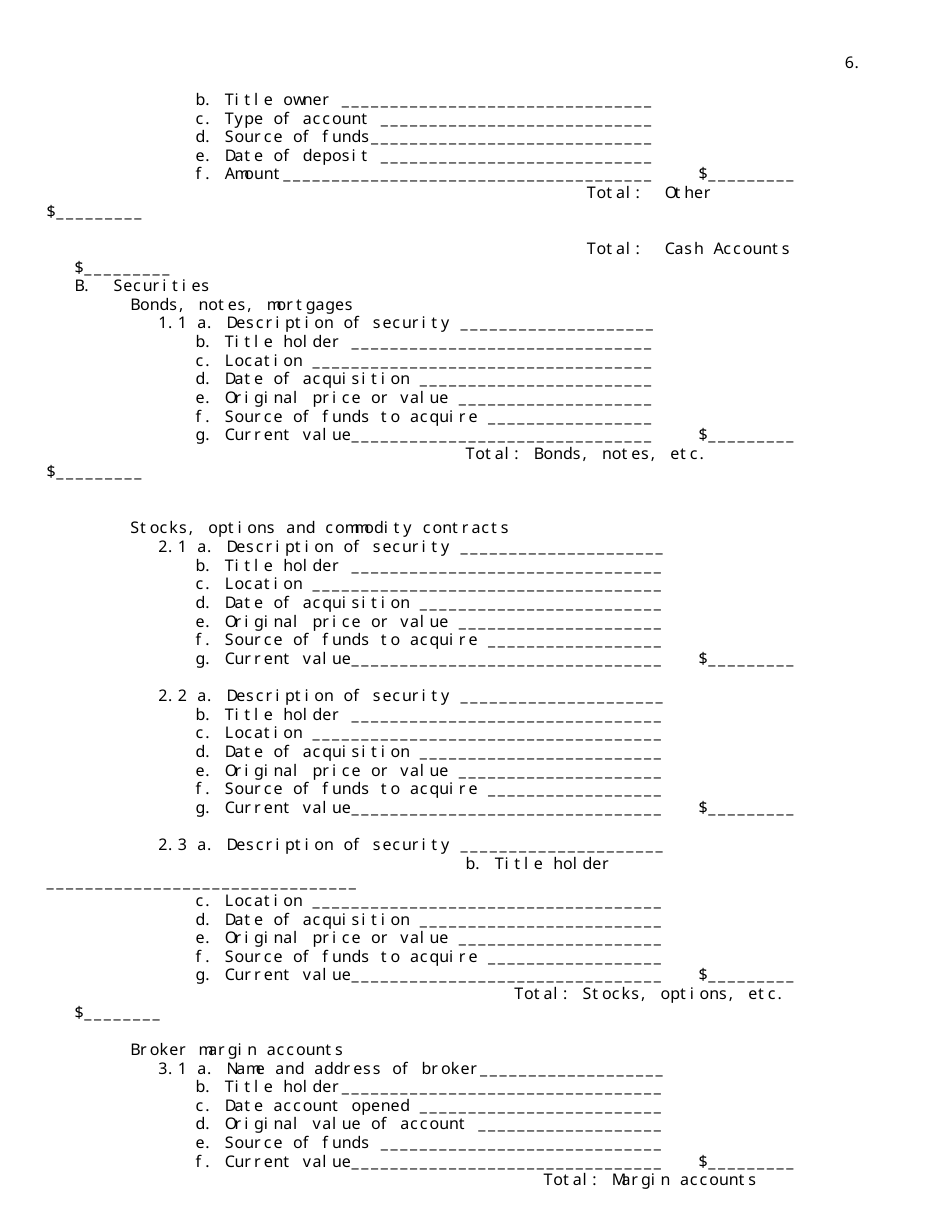 Statement of Net Worth (Drl 236) - New York, Page 6