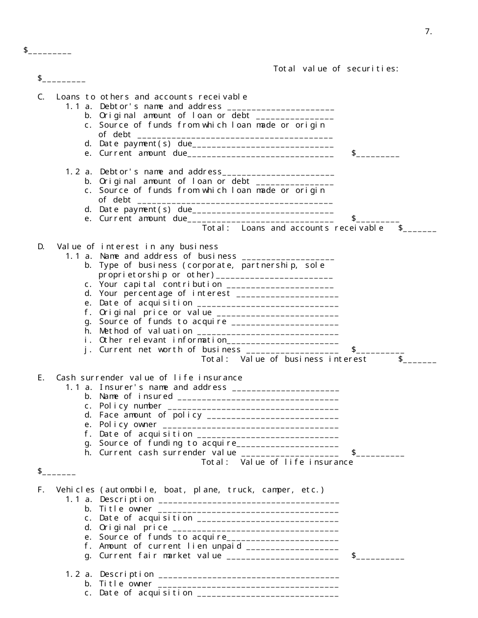 Statement of Net Worth (Drl 236) - New York, Page 7