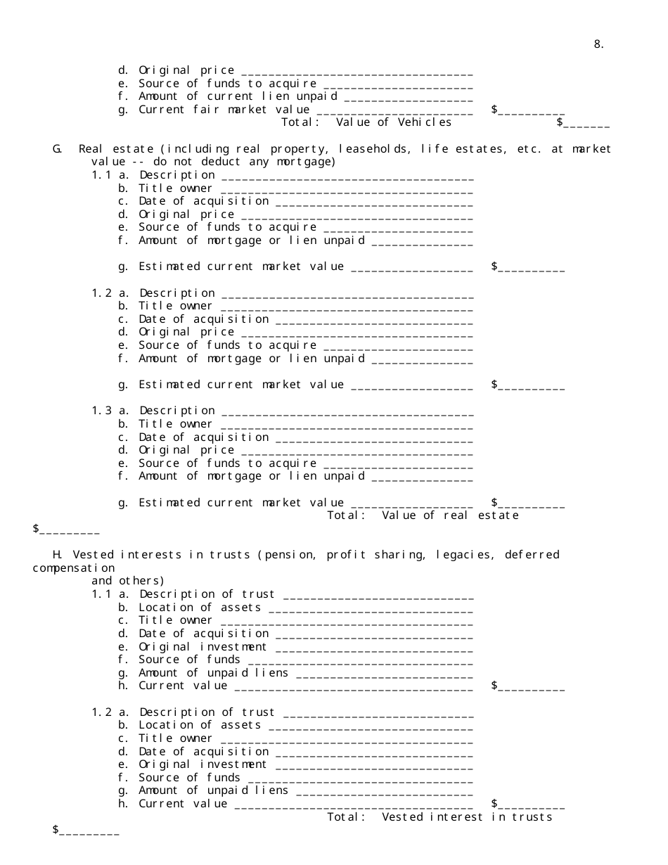 Statement of Net Worth (Drl 236) - New York, Page 8