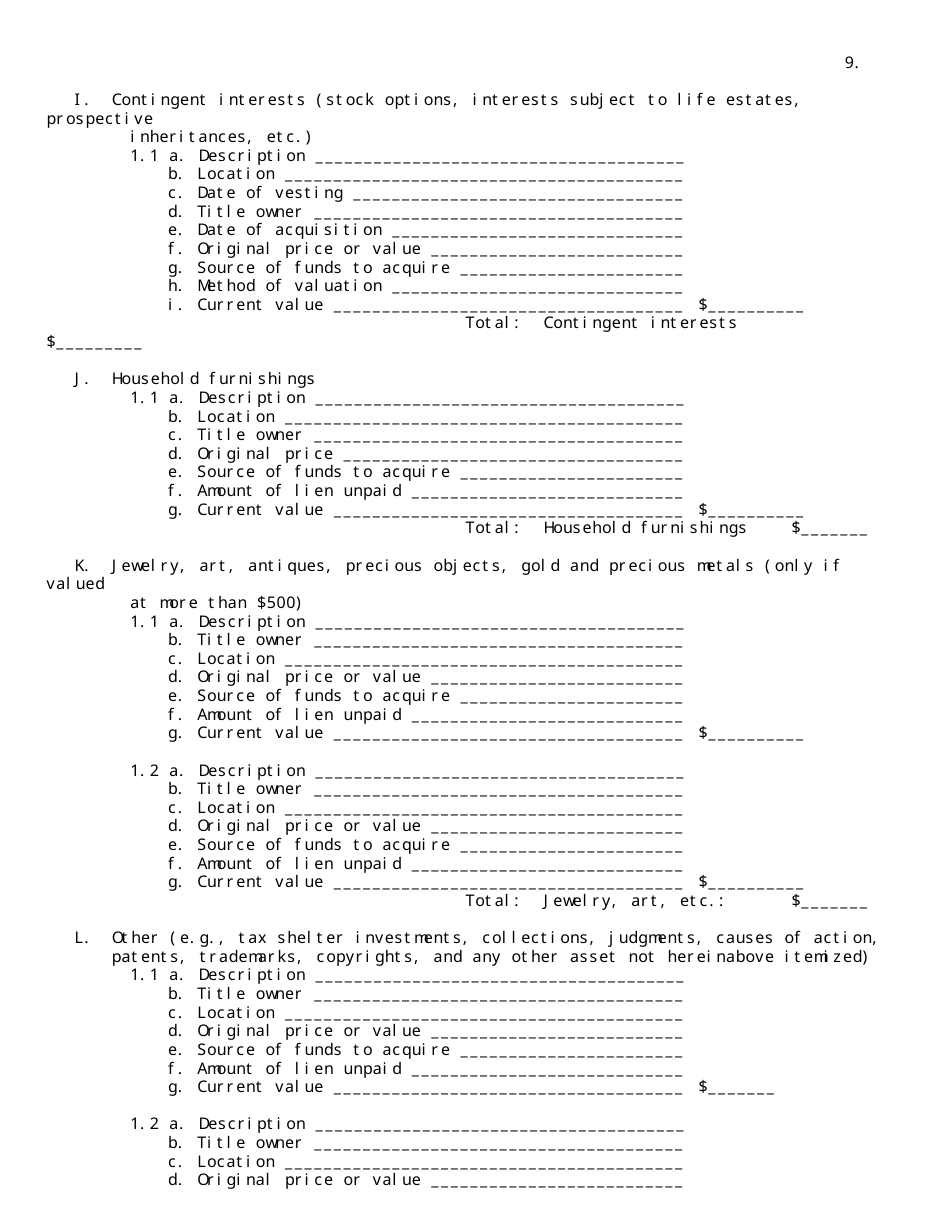 Statement of Net Worth (Drl 236) - New York, Page 9