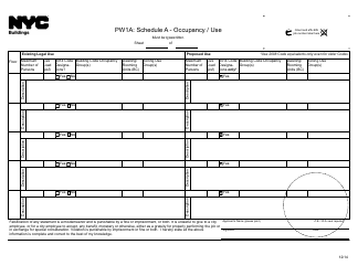 Document preview: Form PW1A Schedule A Occupancy / Use - New York City