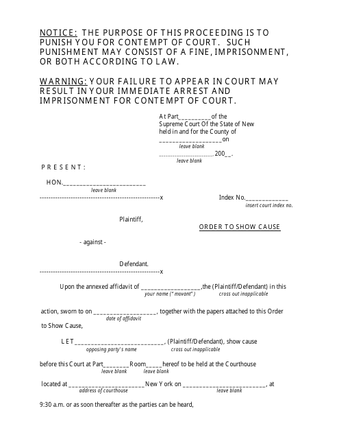 New York Order to Show Cause Fill Out Sign Online and Download PDF