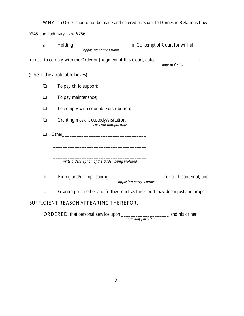 New York Order to Show Cause - Fill Out, Sign Online and Download PDF ...