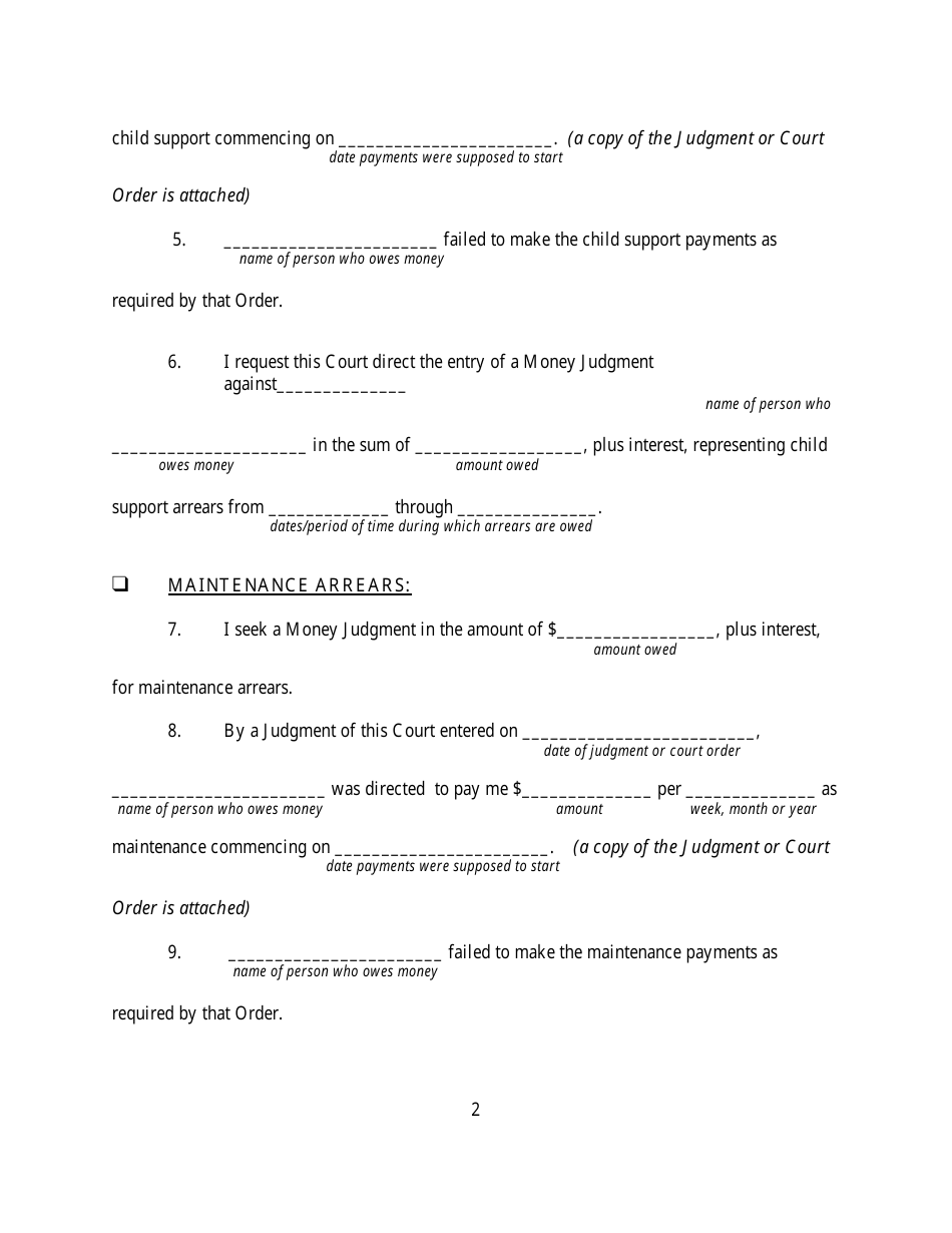 Affidavit in Support of Motion for Money Judgment - New York, Page 2