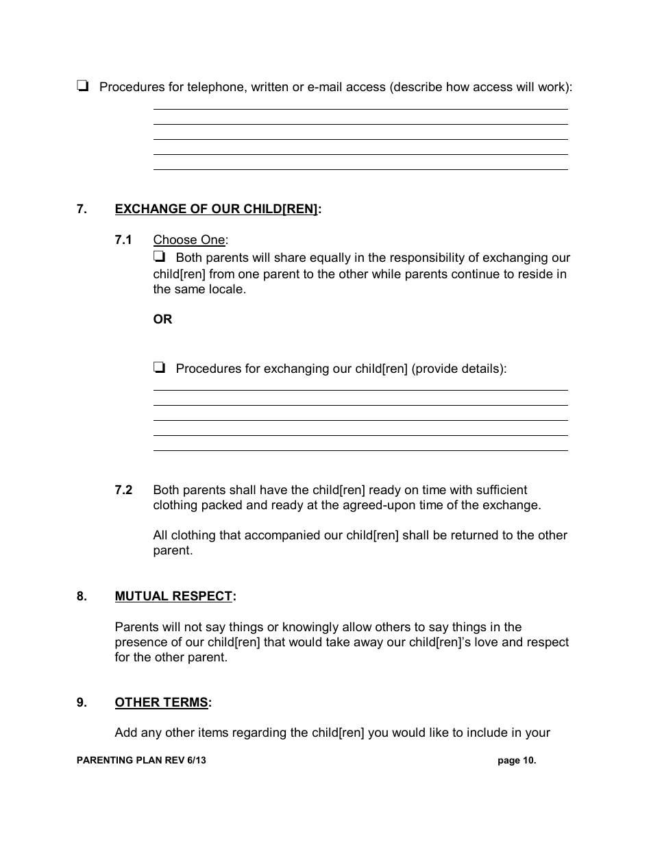 Parenting Plan - New York, Page 10