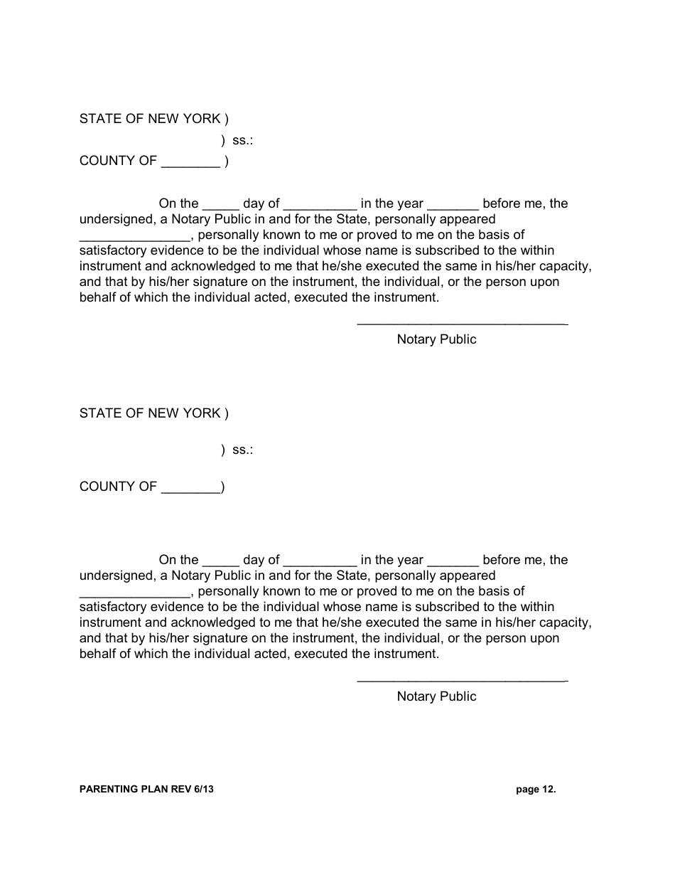 Parenting Plan - New York, Page 12