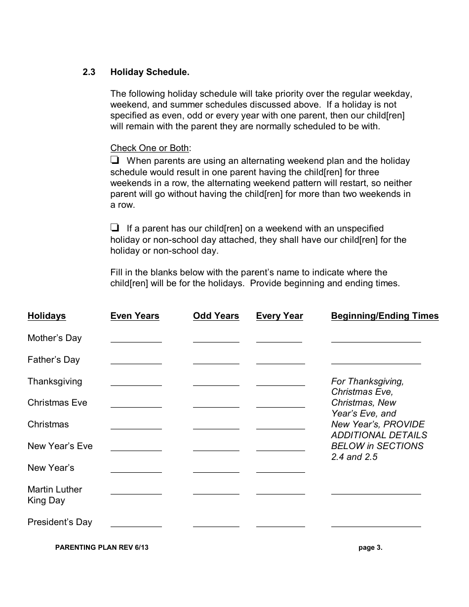 Parenting Plan - New York, Page 3
