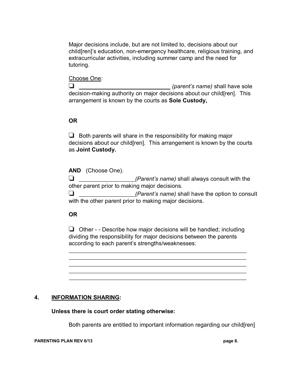 Parenting Plan - New York, Page 8