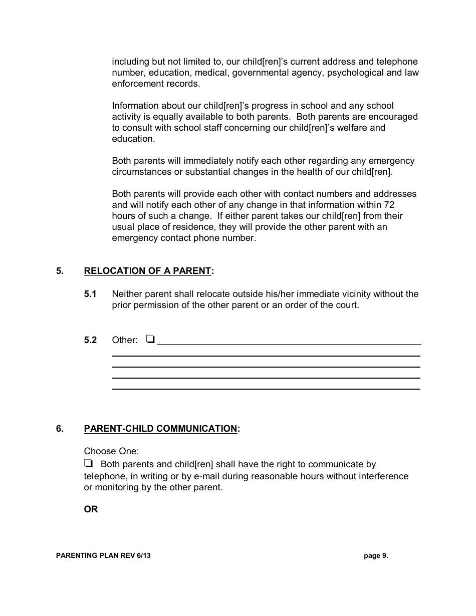 Parenting Plan - New York, Page 9