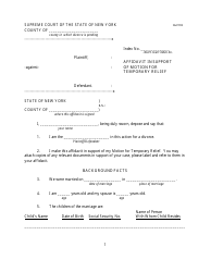 Document preview: Affidavit in Support of Motion for Temporary Relief - New York