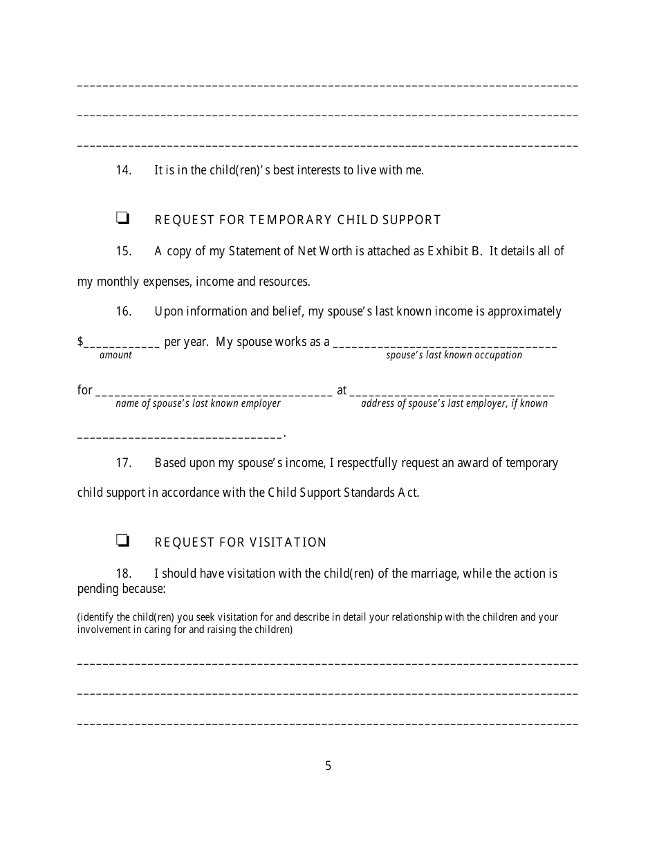 Affidavit in Support of Motion for Temporary Relief - New York, Page 5