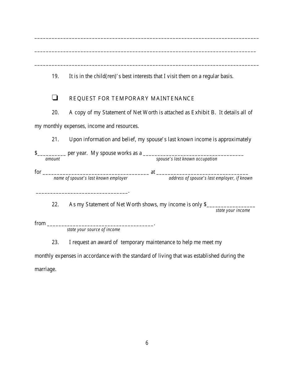 Affidavit in Support of Motion for Temporary Relief - New York, Page 6