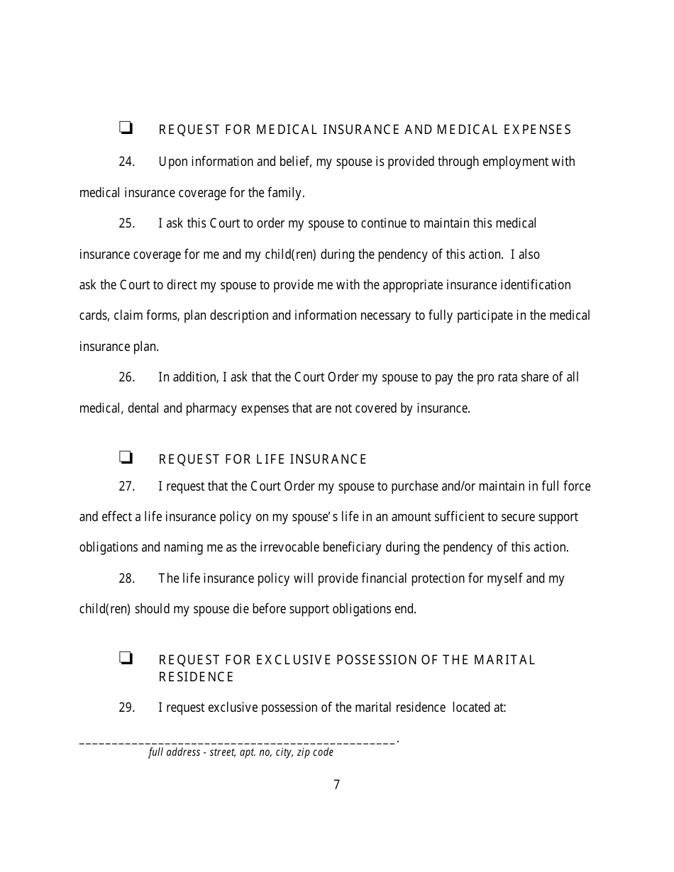 Affidavit in Support of Motion for Temporary Relief - New York, Page 7