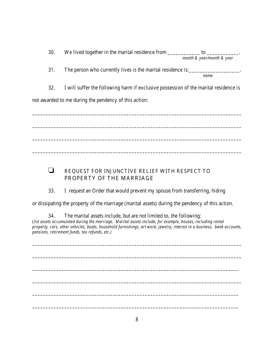 Affidavit in Support of Motion for Temporary Relief - New York, Page 8