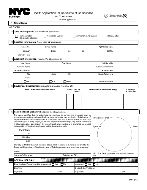 Form PW4  Printable Pdf