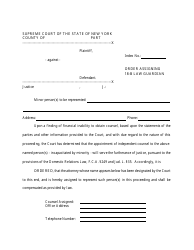 Document preview: Order Assigning 18-b Law Guardian - New York