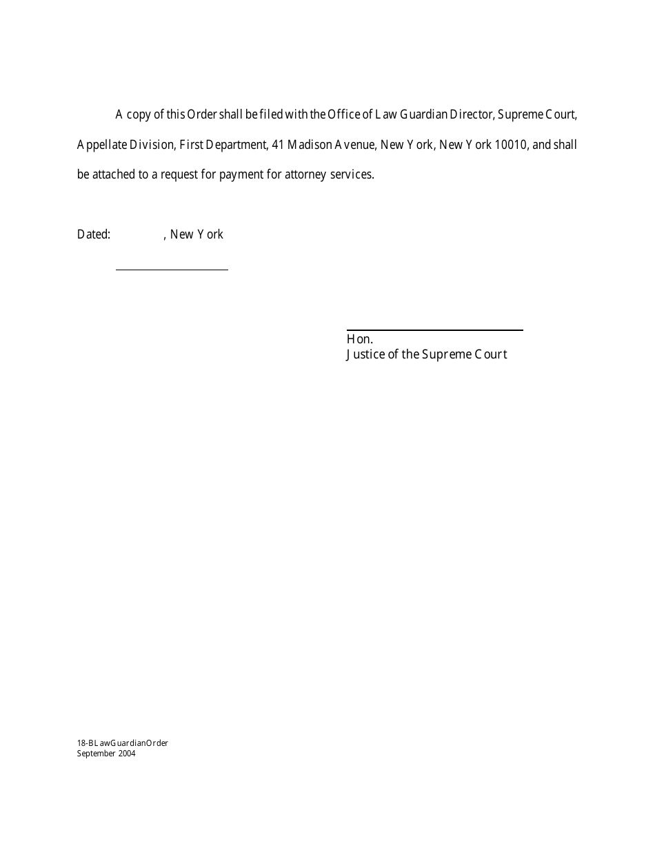 Order Assigning 18-b Law Guardian - New York, Page 2