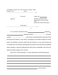 Document preview: Order Appointing Forensic Evaluator for Custody Proceedings - New York