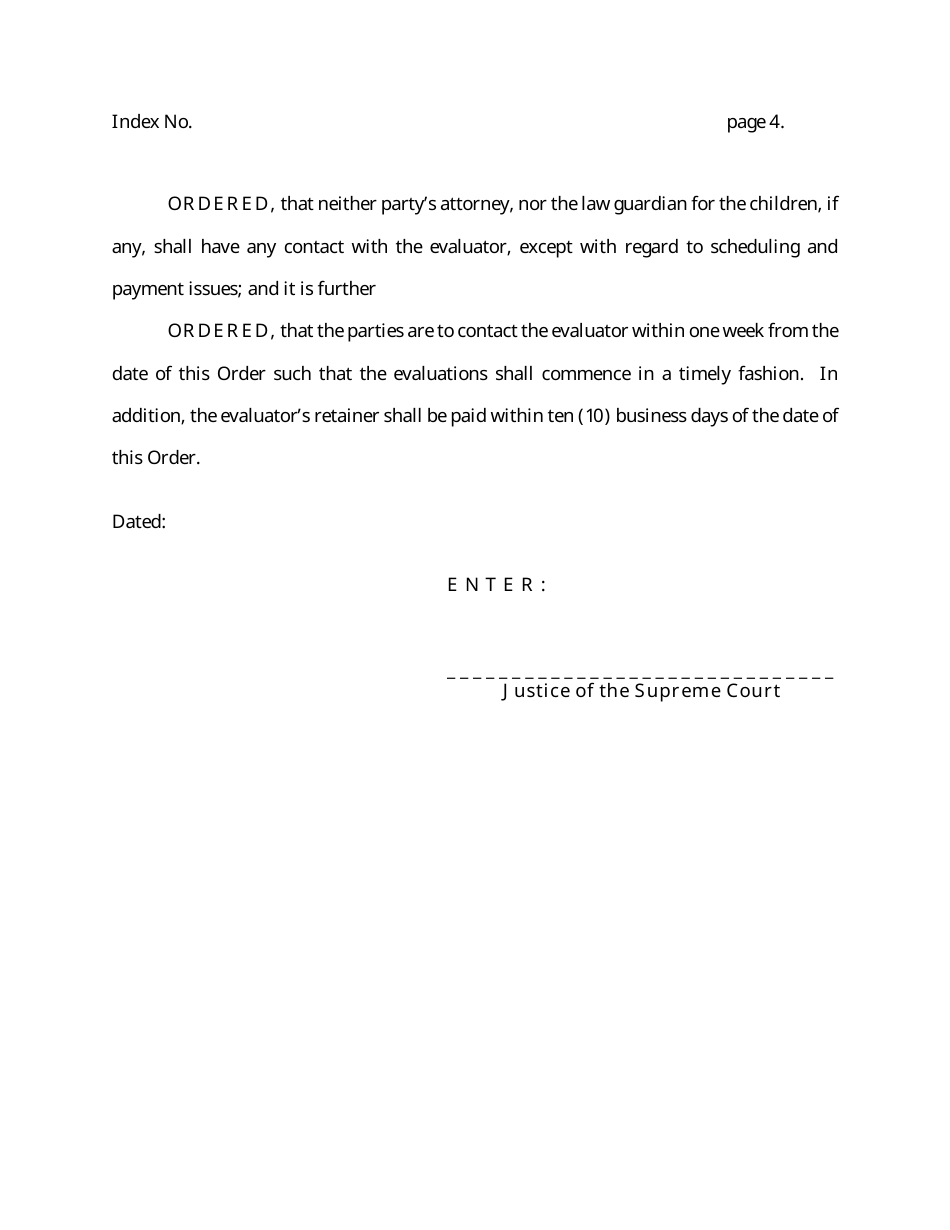 Order Appointing Forensic Evaluator for Custody Proceedings - New York, Page 4