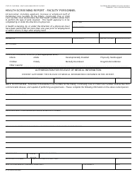Form LIC503 &quot;Health Screening Report - Facility Personnel&quot; - California