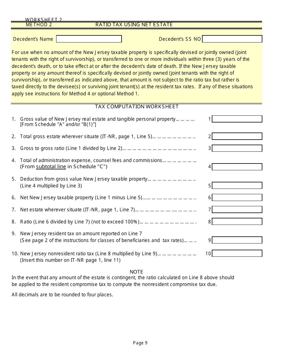 Form IT-NR Transfer Inheritance Tax Non-resident Decedent - New Jersey, Page 11