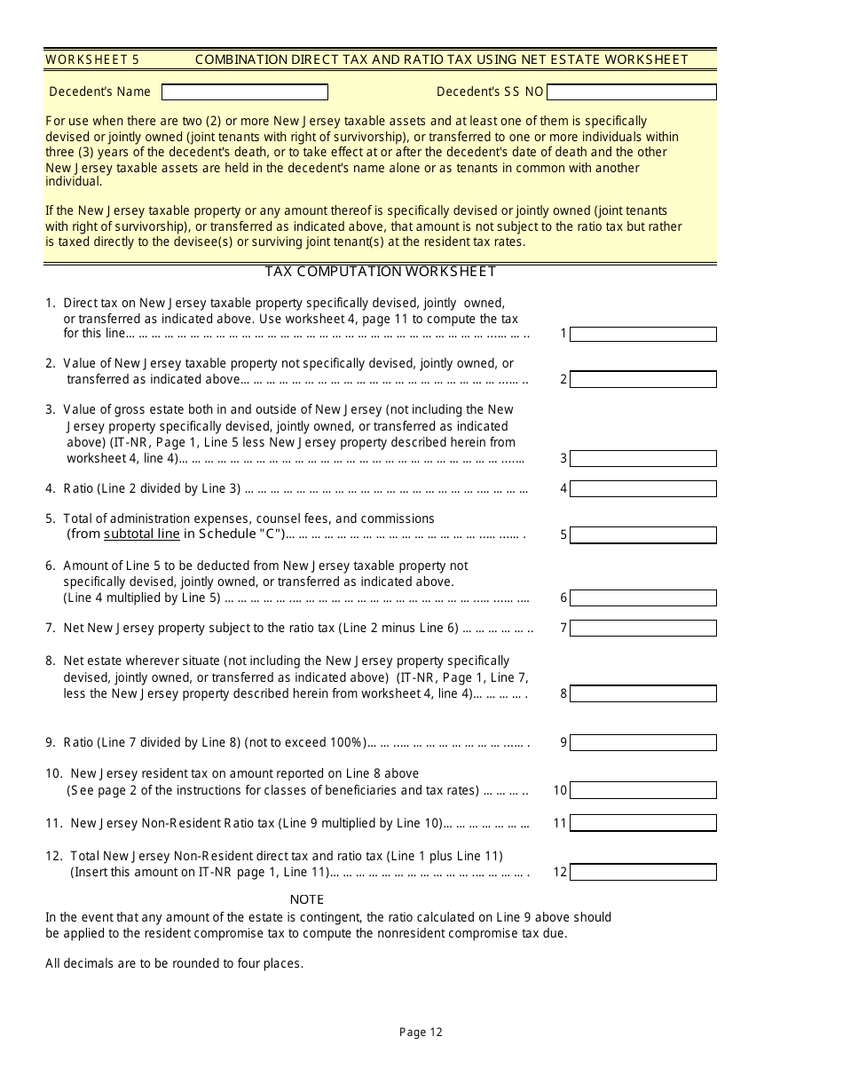 Form IT-NR Transfer Inheritance Tax Non-resident Decedent - New Jersey, Page 14