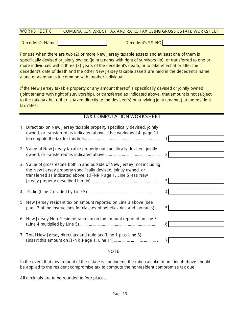 Form IT-NR Transfer Inheritance Tax Non-resident Decedent - New Jersey, Page 15