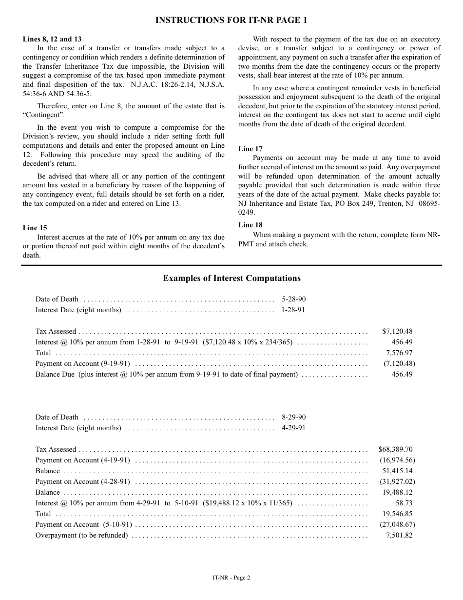 Form IT-NR Transfer Inheritance Tax Non-resident Decedent - New Jersey, Page 18