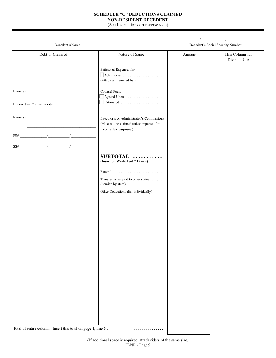 Form IT-NR Transfer Inheritance Tax Non-resident Decedent - New Jersey, Page 27