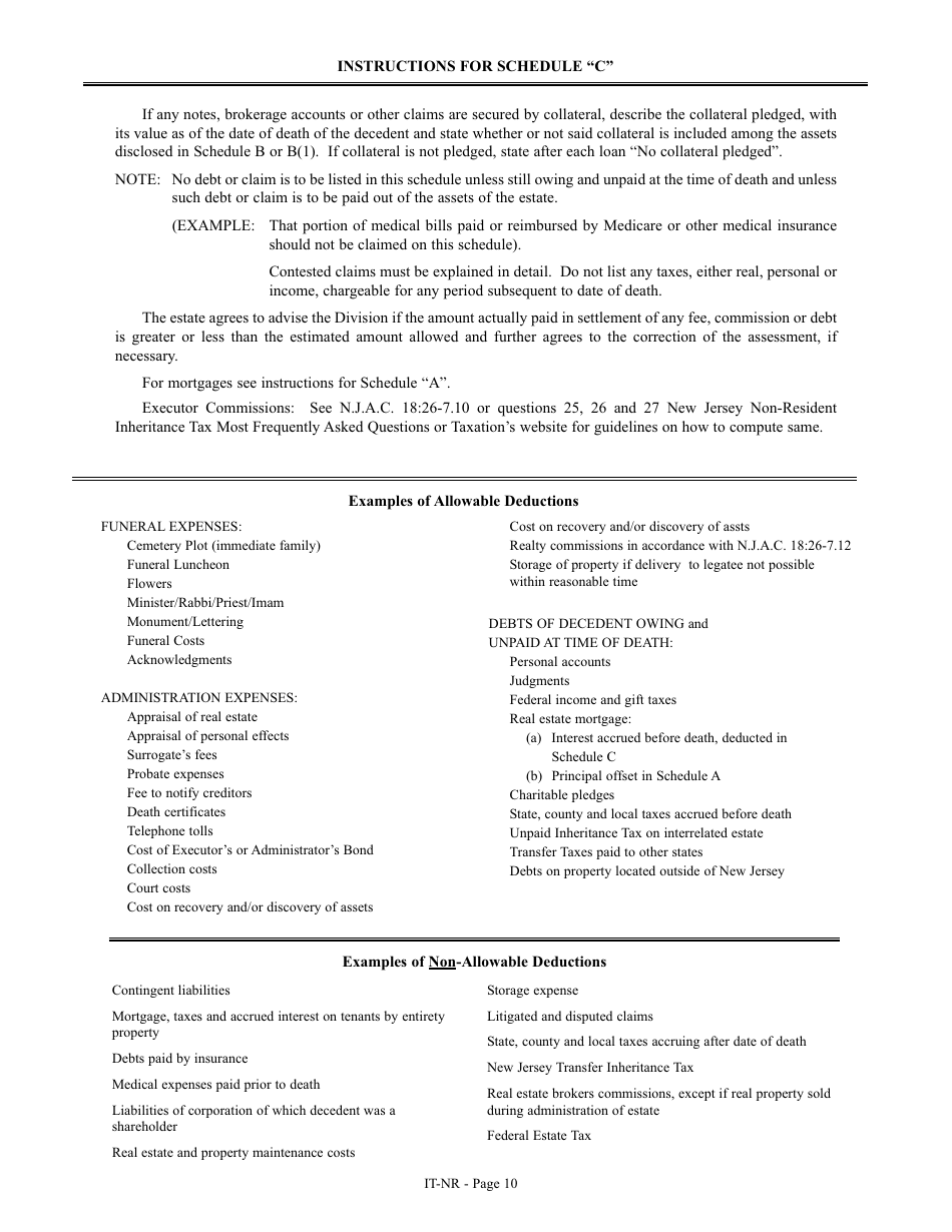 Form IT-NR Transfer Inheritance Tax Non-resident Decedent - New Jersey, Page 28