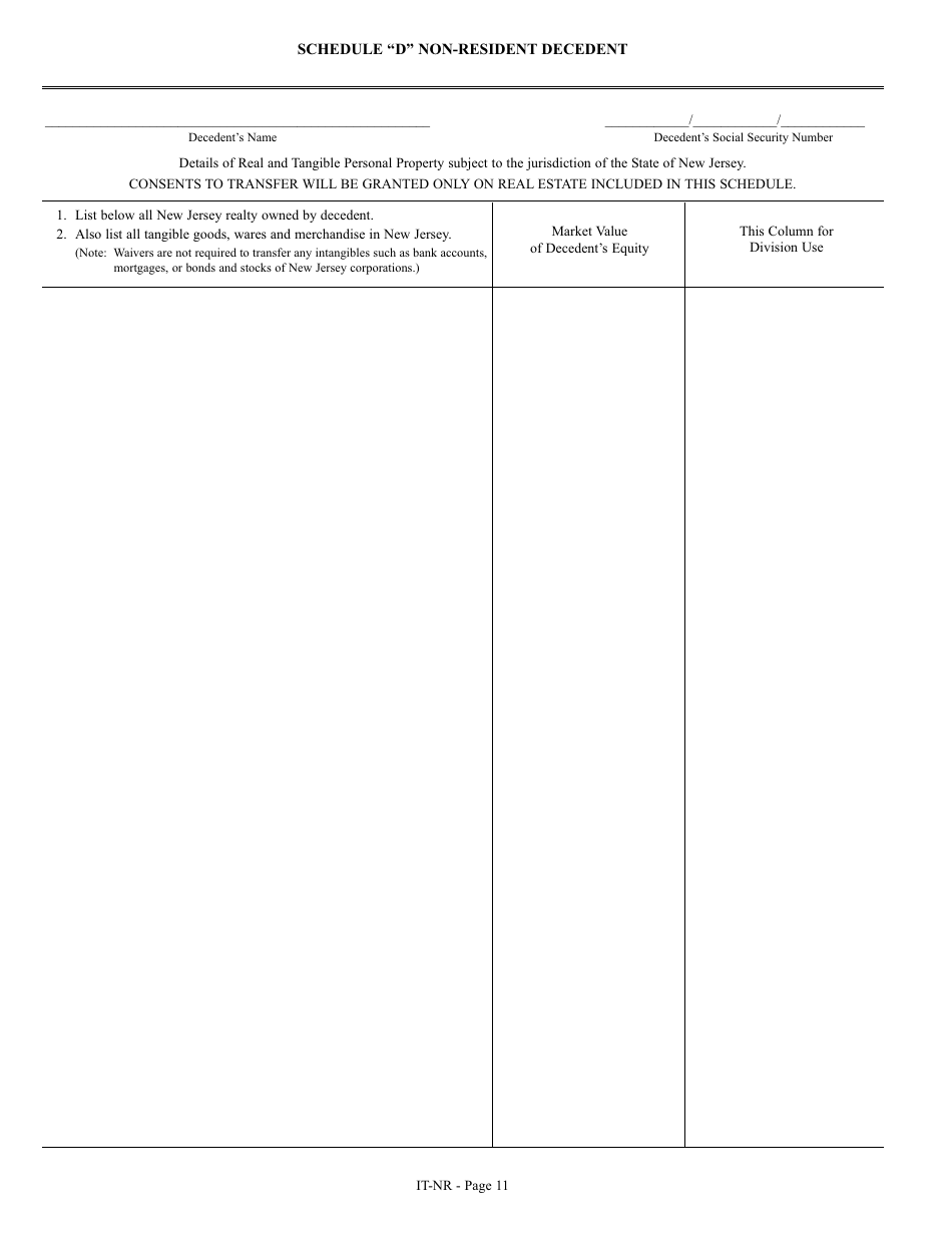 Form IT-NR Transfer Inheritance Tax Non-resident Decedent - New Jersey, Page 29