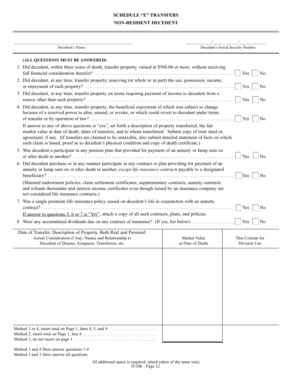 Form IT-NR Transfer Inheritance Tax Non-resident Decedent - New Jersey, Page 30